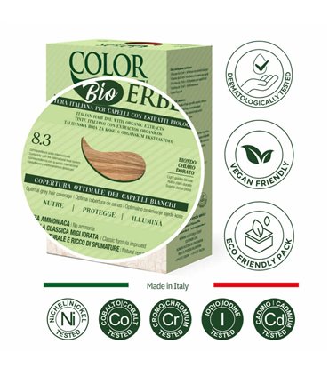 Tintura COLOR ERBE Bio Biondo Chiaro Dorato (8.3)